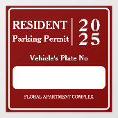 Bewoner Werknemer Parkeervergunning Voertuigdeur Raamsticker (Vel)