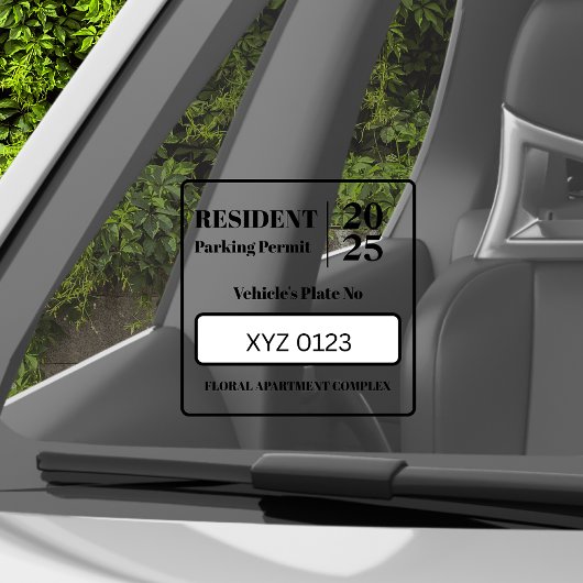 Bewoner Werknemer Parkeervergunning Voertuigdeur Raamsticker