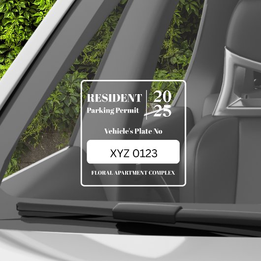 Bewoner Werknemer Parkeervergunning Voertuigdeur Raamsticker