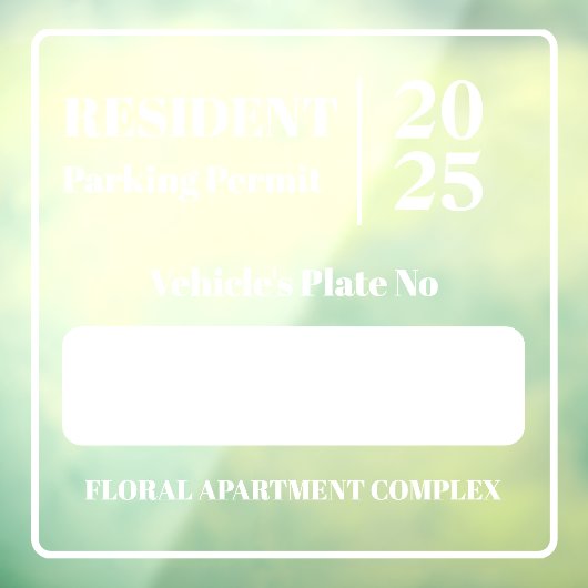 Bewoner Werknemer Parkeervergunning Voertuigdeur Raamsticker (Vel 3)