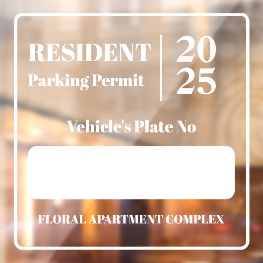 Bewoner Werknemer Parkeervergunning Voertuigdeur Raamsticker (Vel 2)