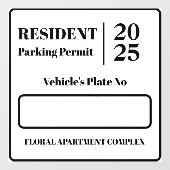 Bewoner Werknemer Parkeervergunning Voertuigdeur Raamsticker (Vel)