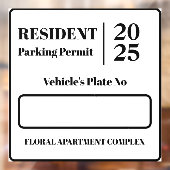 Bewoner Werknemer Parkeervergunning Voertuigdeur Raamsticker (Vel 2)