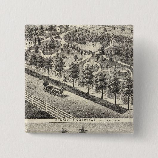 Bewoners van hensley, bonen vierkante button 5,1 cm (Voorkant)