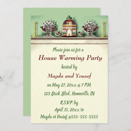 Bewoonbaar Schouw Mantelstuk Housewarming Feestje Kaart (Voorkant / Achterkant)