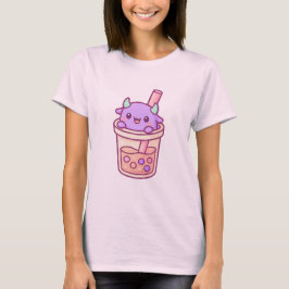Bewrow Kawaii Monster with Rainbow Bubble Tea T-shirt