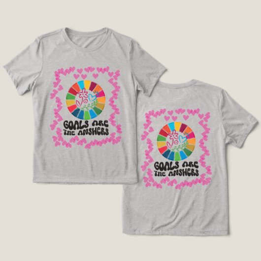 Bewust leven, wereldwijde impact: ethische doelen Tri-Blend shirt (Ontwerp Voorkant & Achterkant)