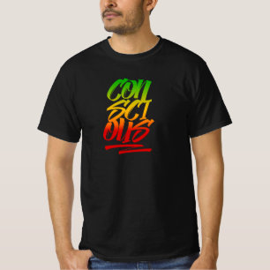 Bewuste Rasta Kleuren Typografie Reggae T-shirt
