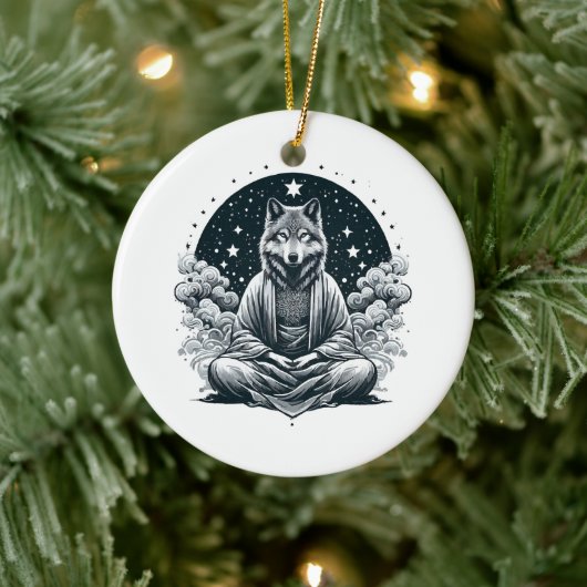 Bewuste Wolf Keramisch Ornament (Boom)