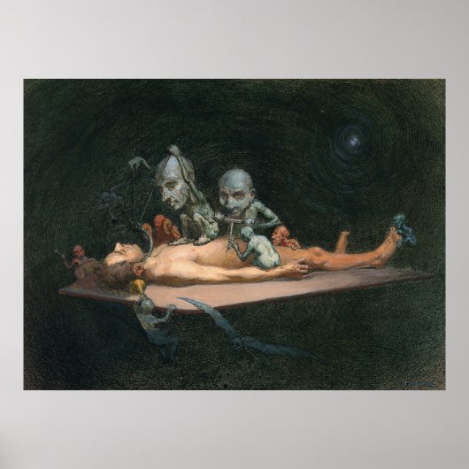 Bewusteloze man chloroform ziet demonen poster (Voorkant)