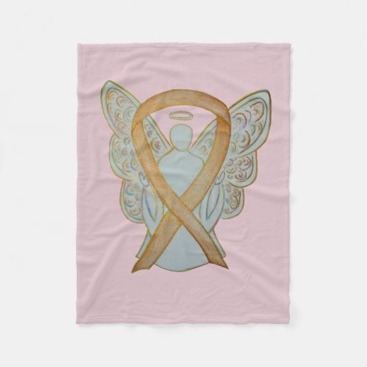 Bewustheid Angel Gold Ribbon Soft Blanket Fleece Deken (Voorkant)