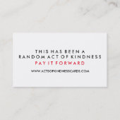 Bewustheid is besmettelijke willekeurige daden uit visitekaartje (Achterkant)