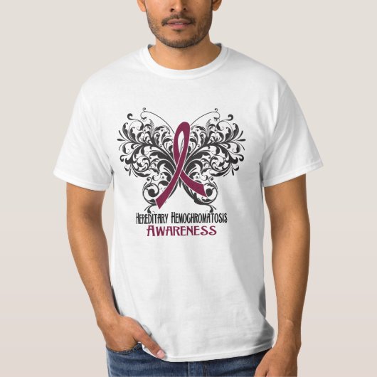Bewustmaking Butterfly Hereditary Hemochromatosis T-shirt (Voorkant)