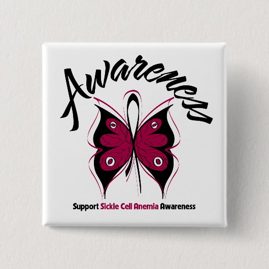 BEWUSTMAKING Butterfly Sickle Cell Anemia Vierkante Button 5,1 Cm (Voorkant)