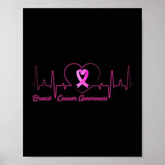 Bewustmaking hartslag Borstkanker Roze lint Poster (Voorkant)