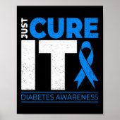 Bewustmaking IT Diabetes Blue Ribbon Diabet Poster (Voorkant)