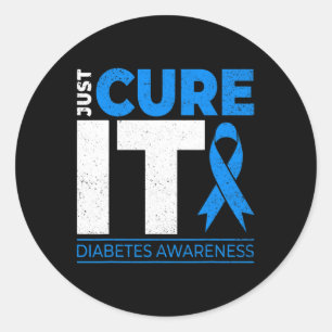 Bewustmaking IT Diabetes Blue Ribbon Diabet Ronde Sticker