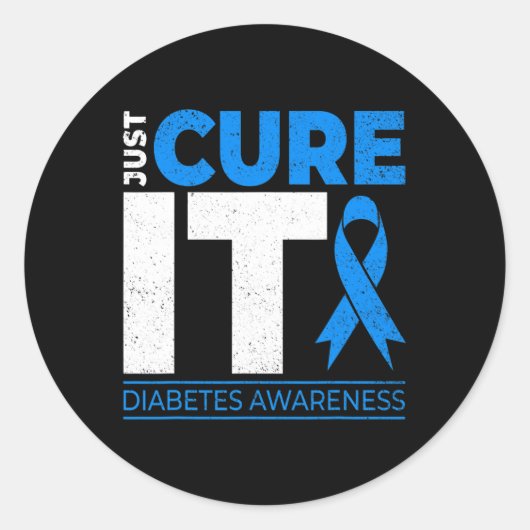 Bewustmaking IT Diabetes Blue Ribbon Diabet Ronde Sticker (Voorkant)