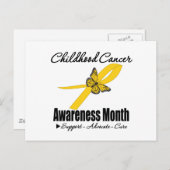Bewustmaking kinderkanker Maand Ribbon Butterfly Briefkaart (Voorkant / Achterkant)