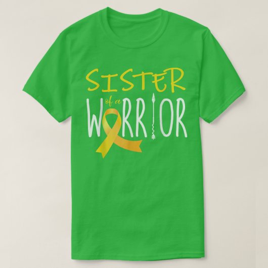 Bewustmaking kinderkanker Zuster van een krijger T-shirt (Design voorkant)