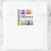 Bewustmaking maakt grenzen aan kanker ronde sticker (Tas)