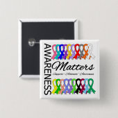 Bewustmaking maakt grenzen aan kanker vierkante button 5,1 cm (Voorkant /achterkant)