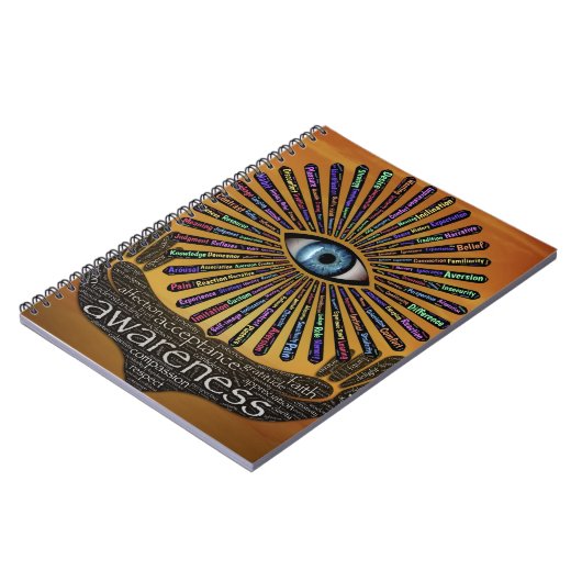 Bewustmaking Minds Eye Inspirerend Word Art Notitieboek (Linkerzijde)