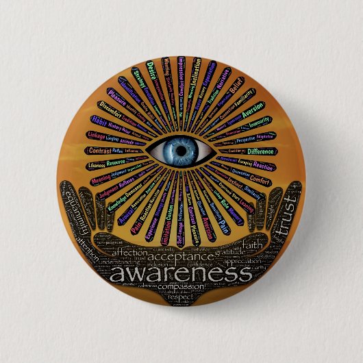 Bewustmaking Minds Eye Inspirerend Word Art Ronde Button 5,7 Cm (Voorkant)