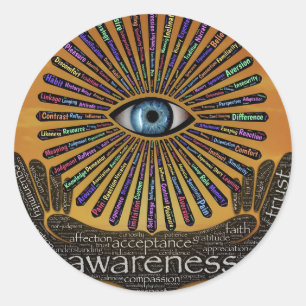 Bewustmaking Minds Eye Inspirerend Word Art Ronde Sticker