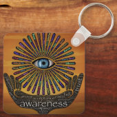 Bewustmaking Minds Eye Inspirerend Word Art Sleutelhanger (Achterkant)