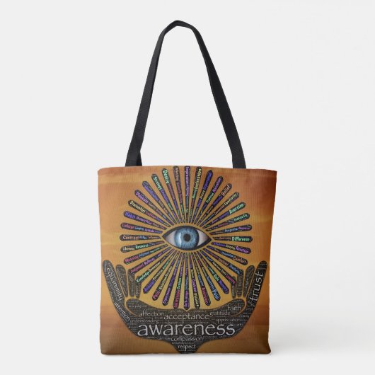 Bewustmaking Minds Eye Inspirerend Word Art Tote Bag (Achterkant)