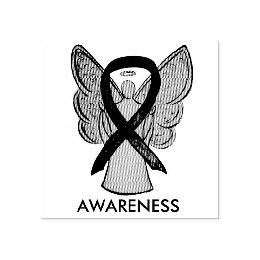 Bewustmaking Ribbon Angel - Aangepaste rubberen st Rubberstempel (Afrduk)