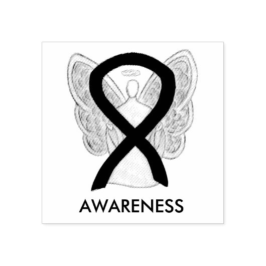 Bewustmaking Ribbon Angel Art Custom Ink Stamp Rubberstempel (Afrduk)