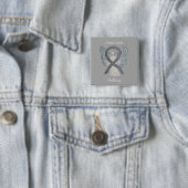 Bewustmaking Silver Angel Ribbon Art Pins Vierkante Button 5,1 Cm (In situ)
