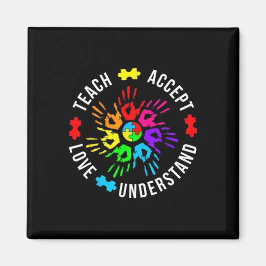 Bewustmaking van autisme Leraar Puzzle Teach accep Magneet (Voorkant)