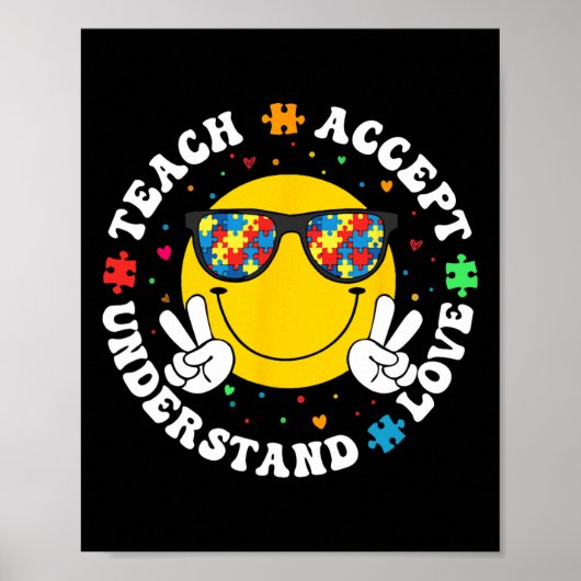 Bewustmaking van autisme Leraar Puzzle Teach accep Poster (Voorkant)