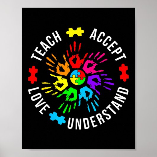Bewustmaking van autisme Leraar Puzzle Teach accep Poster (Voorkant)