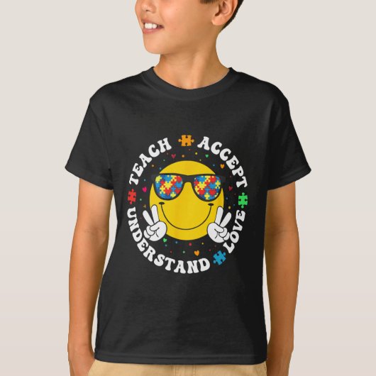 Bewustmaking van autisme Leraar Puzzle Teach accep T-shirt (Voorkant)