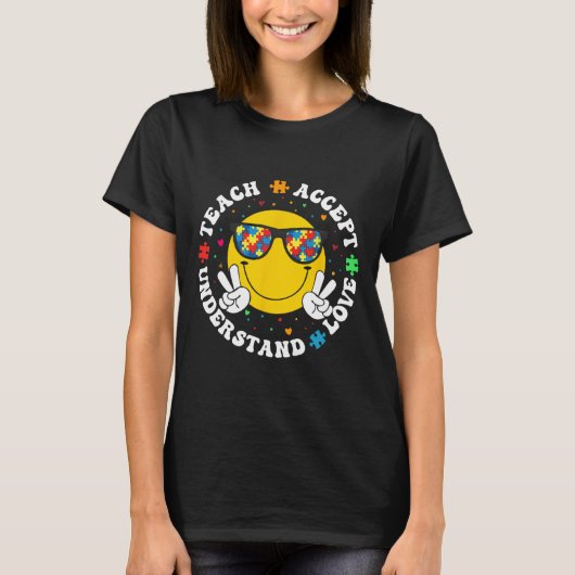 Bewustmaking van autisme Leraar Puzzle Teach accep T-shirt (Voorkant)