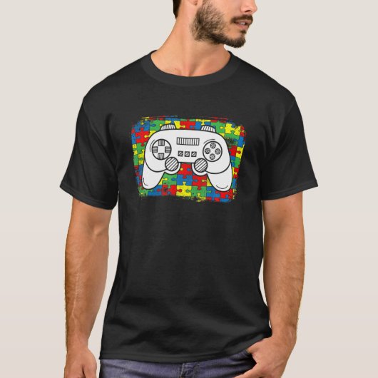 Bewustmaking van Autisme van videospelcontroller P T-shirt (Voorkant)