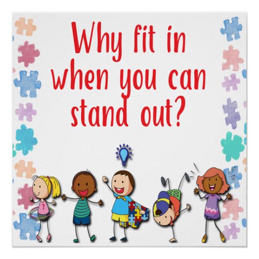 Bewustmaking van autisme waarom passen wanneer je perfect poster (Voorkant)