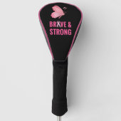 Bewustmaking van borstkanker roze zwarte vlinder d golfheadcover (Voorkant)