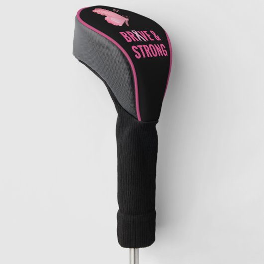 Bewustmaking van borstkanker roze zwarte vlinder d golfheadcover (Schuin)