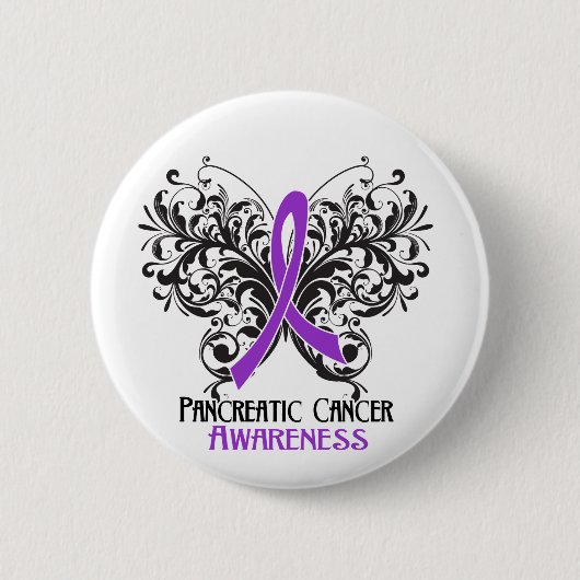 Bewustmaking van butterfly-pancreaskanker ronde button 5,7 cm (Voorkant)