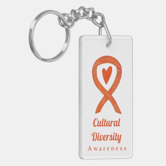 Bewustmaking van culturele diversiteit Ribbon-Sleu Sleutelhanger (Voorkant Links)