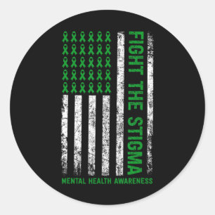 Bewustmaking van de geestelijke gezondheid vecht t ronde sticker