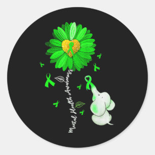 Bewustmaking van de geestelijke gezondheid Zonnebl Ronde Sticker