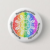 Bewustmaking van de Neurodiversiteit Rainbow Manda Ronde Button 5,7 Cm (Voorkant)