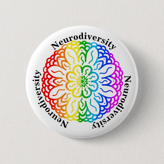 Bewustmaking van de Neurodiversiteit Rainbow Manda Ronde Button 5,7 Cm (Voorkant)