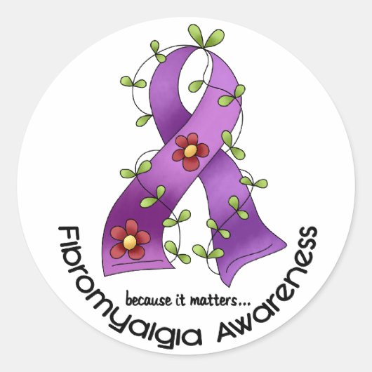 BEWUSTMAKING VAN DE T-Shirts VAN FIBROMYALGIE VAN Ronde Sticker (Voorkant)